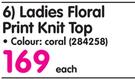 Legend Ladies Floral Print Knit Top