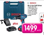 Bosch 18V Li-Ion Drill Driver GSR1800- Per Kit