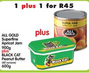 All Gold Superfine Apricot Jam-900g + BlackCat Peanut Butter(All Variants)-600g