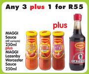 Maggi Sauce(All Variants)- Any 3x250ml Plus Maggi Lazenby Worcester Sauce-250ml