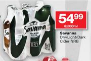 Savanna Dry/Light/Dark Cider NRB-6x330ml