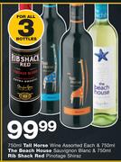 Tall Horse Wine Assorted-750ml/The Beach Horse Sauvignon Blanc-750ml/Rib Shack Red Pinotage Shiraz-7