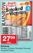 Rainbow Simply Chicken Smoked Viennas Assorted-500g