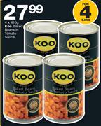 Koo Baked Beans In Tomato Sauce-4x410g