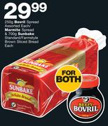 Bovril Spread Assorted 250g/Marmite Spread & 700g Sunbake Standard/Farmstyle Brown Sliced Bread-Each