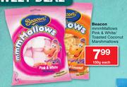 Beacon mmmMallows Pink & White/Toasted Coconut Marshmallows-150g Each