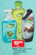 Radox Body Wash-250ml/Foam Bath-300ml/Hand Wash-300ml Assorted-Each