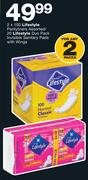 Lifestyle Pantyliners Assorted-2 x 100/20's Lifestyle Duo Pack Invisible Sanitary Pads With Wings