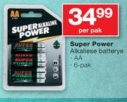 Super Power Alkaliese Batterye AA 6 Pak-Per Pak