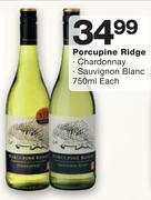Porcupine Ridge Chardonnay/Sauvignon Blanc-750ml Each