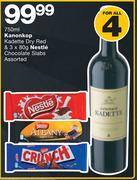 Kanonkop Kadette Dry Red-750ml & Nestle Chocolate Slabs Assorted-3 x 80g