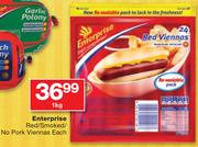 Enterprise Red/Smoked/No Pork Viennas-1Kg Each