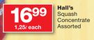 Hall's Squash Concentrate Assorted-1.25L Each