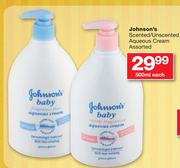Johnson's Scented/Unscented Aqueous Cream Assorted-500ml Each