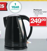 Platinum 1.7Ltr Koordlose Ketel Swart/Wit-Elk