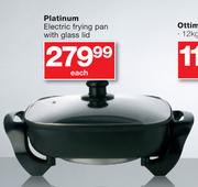 Platinum Electric Frying Pan With Glass Lid-Each