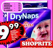 Drynaps Disposable Nappies-48's/72's per pack each