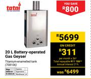 Totai 20L Battery Operated Gas Geyser 708106