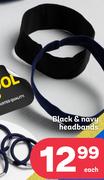 Black & Navy Headbands-Each