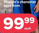Women's Character Tops XS/L-Each