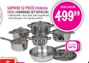 Saphire 12 Piece Stainless Steel Cookware Set With Lids