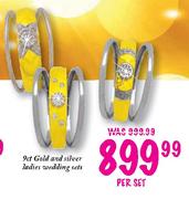 9ct Gold and Silver Ladies Wedding Sets-per set
