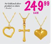 9ct Gold and Silver Pendant on Chain-each