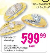 9ct Gold CZ Dress Rings-each