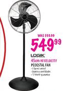 Logik Hi Velocity Pedestal Fan-45cm