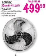 Logik Hi-Velocity Wall Fan-50cm