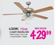 Logik 3 Light Ceiling Fan-132Cm