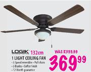 Logik 1 Light Ceiling Fan-132Cm