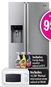 LG Platinum Silver Side By Side Fridge/Freezer With Water And Ice Dispenser-608ltr