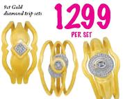 9ct Gold Diamond Trip Set