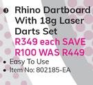 Rhino Dartboard With 18g Laser Darts Set-Each