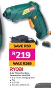 Ryobi 3.6V Nicad Cordless Screwdriver HSD360L