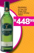 Glenfiddich 12 year Old Single Malt Scotch Whisky-750ml