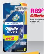 Gillette Blue 3 Disposable Razor 6 + 2