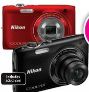 Nikon Black/Red Digital Camera-S3100