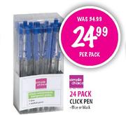 Simple Choice 24 Pack Click Pen (Blue or Black)-per pack