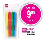 4 Pack Pen High Lighters-each