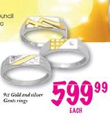 9ct Gold and Silver Gents Rings-each