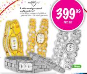 Ladies Analogue Watch and Bracelet Set-per set