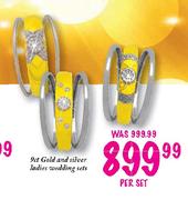 9ct Gold and Silver Ladies Wedding Sets-per set
