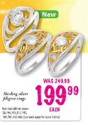 Sterling Silver Filigree Rings-each