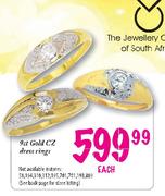 9ct Gold CZ Dress Rings-each