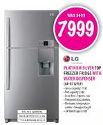 LG Platinum Silver Top Freezer Fridge with Water Dispenser (GR-B712YLP)