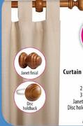 34mm Wood Curtain Rods Janet Finial (Mid Brown Only)