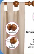34mm Wood Curtain Rods Disc Hold Back (Mid Brown Only)