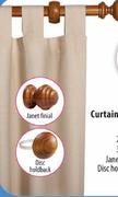 34mm Wood Curtain Rods 2m (Mid Brown Only)